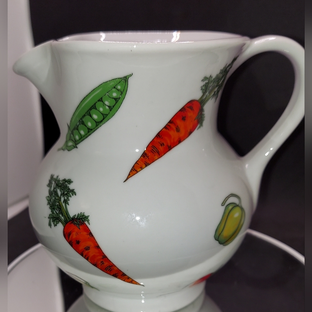 Vegans Vegetable Pattern B.I.A. Cordon Bleu Ceramic Jug Creamer Pitcher Vase